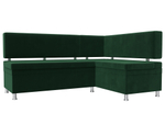 Диван кухонный угловой Стайл правый угол, Зеленый, Велюр, 111657