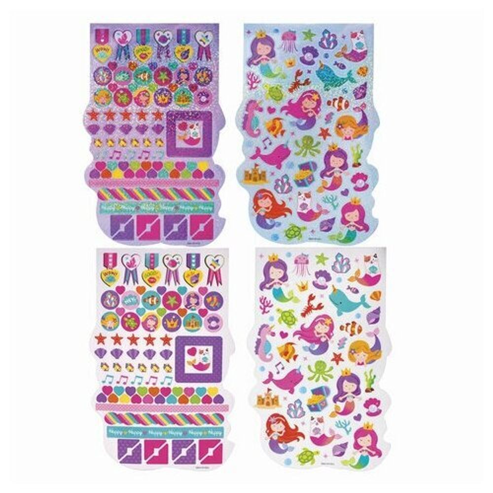 Альбом со сверкающими наклейками "Русалки", 4 листа, более 250 шт., склейка, ЮНЛАНДИЯ, 662697