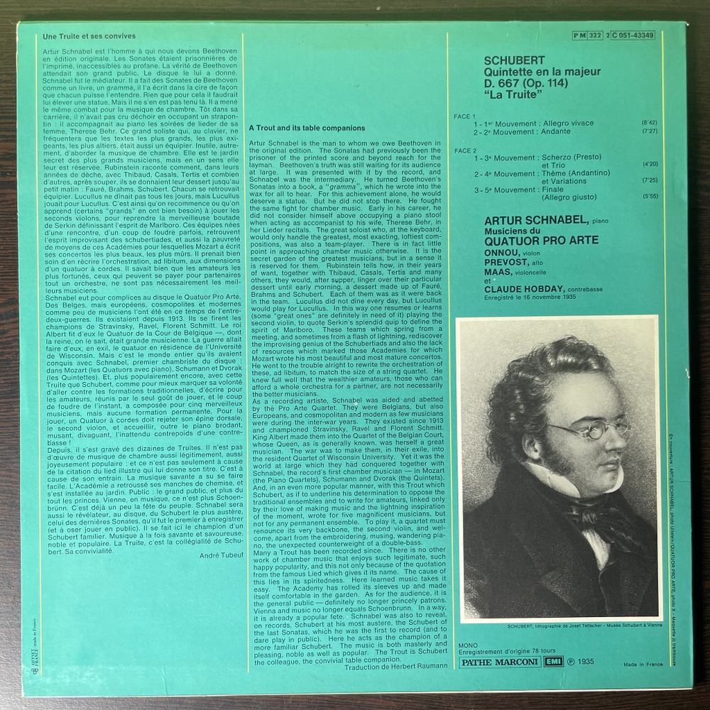 Шуберт - Квинтет "Форель" (Франция 1982г.)