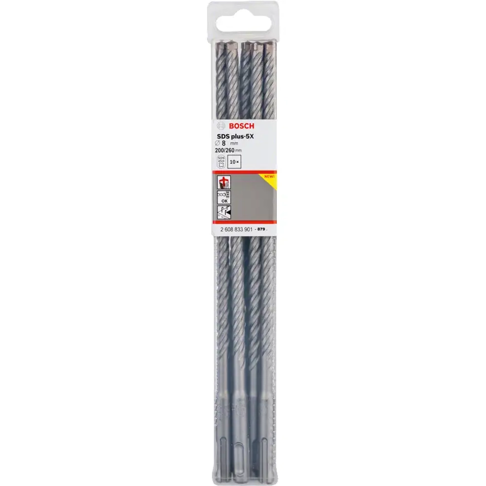 Бур по бетону SDS-plus-5X 8x200x260 мм, 10 шт. BOSCH 2608833901