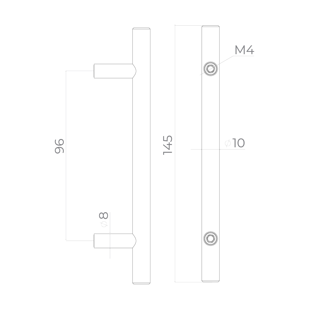 Ручка-рейлинг мебельная MB-H-005-96 мм BL черный