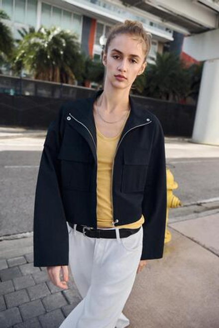 ZARA КОРОТКАЯ КУРТКА С ВОРОТНИКОМ-СТОЙКОЙ, МОРСКОЙ СИНИЙ