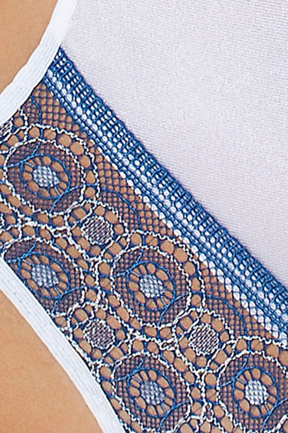 Шикарное боди Eleni с открытой грудью и шнуровкой (Размер: L-XL) (Цвет: белый с синим)