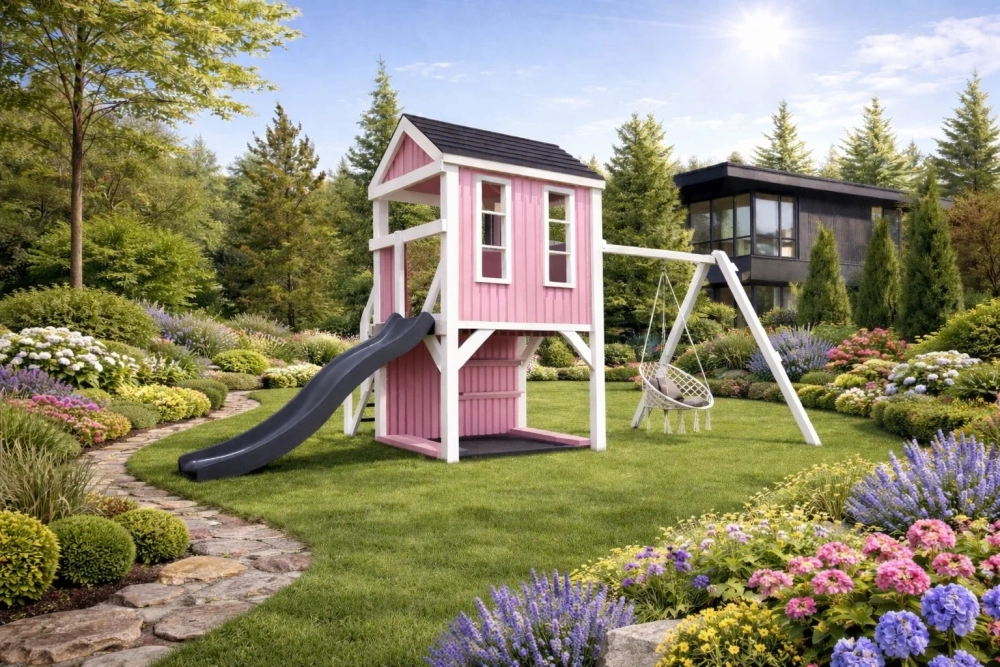 Детский домик с качелями "Сканди"