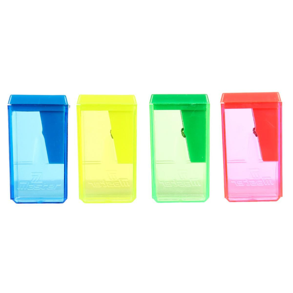 Точилка с контейнером, 1 отверстие, 4 цвета микс, 6*2, 5*1, 8см