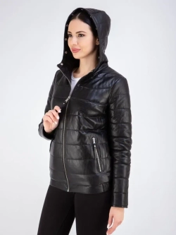 Куртка женская из натуральной кожи с капюшоном Турция