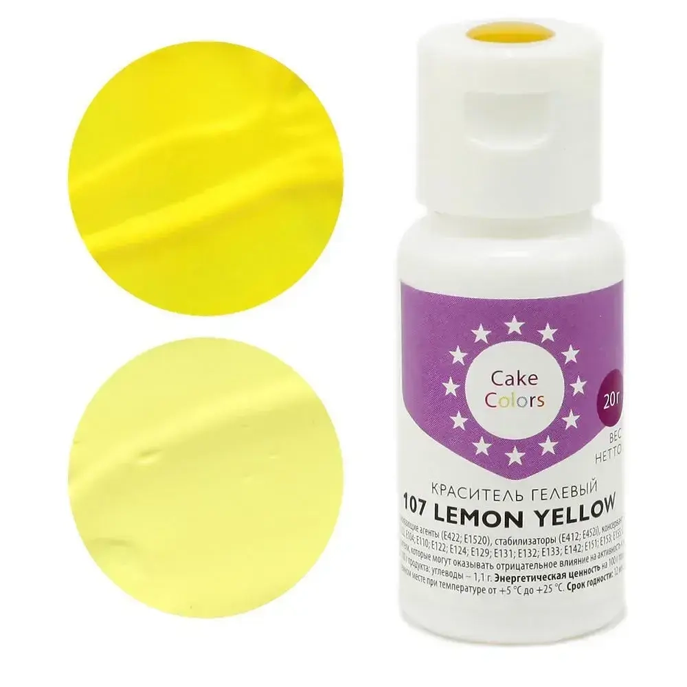 Краситель гелевый Cake Colors 107 LEMON YELLOW, 20г