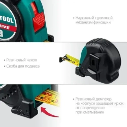 Рулетка KRAFTOOL X-Drive 5м/19мм с ударостойким обрезиненным корпусом 34122-05-19_z02