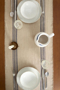 ZARA HOME КЛЕТЧАТАЯ ЛЬНЯНАЯ ДОРОЖКА, СИНИЙ