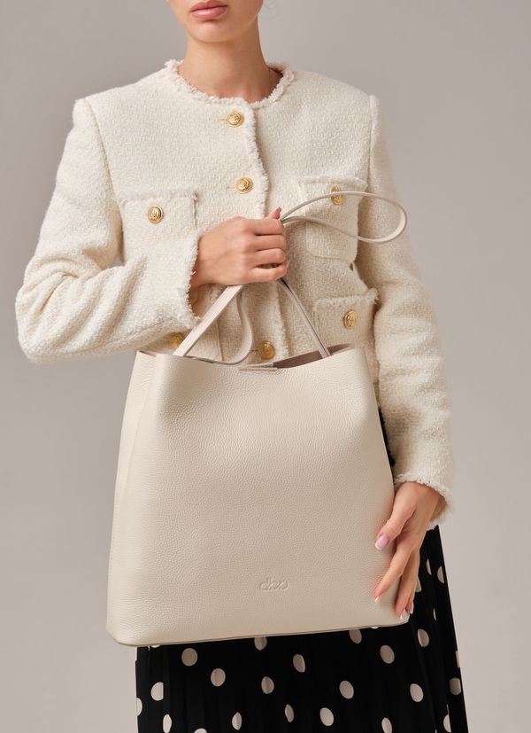 Кожаная сумка шоппер Olga DBR 30948 светлый крем