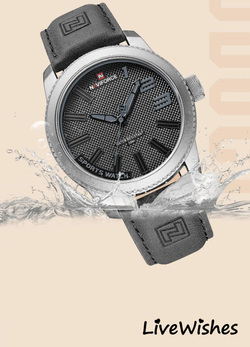 Часы наручные кварцевые NAVIFORCE на кожаном ремешке, серебристый/серый W8950-02