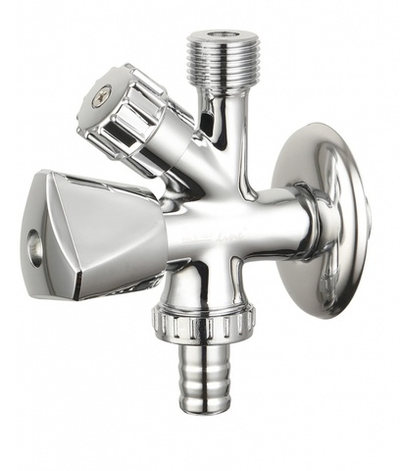 Кран угловой КОМБ. 1/2 х 3/4 х 1/2 ХРОМ (ВЕНТИЛЬ) ViEiR  (48/1шт)