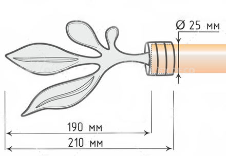 Наконечники для кованых карнизов d25 мм Баваро, цвет антик