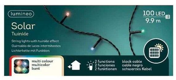 Светодиодная гирлянда на солнечной батарее 9.9 м., 100 разноцветных LED ламп, Kaemingk (494459)