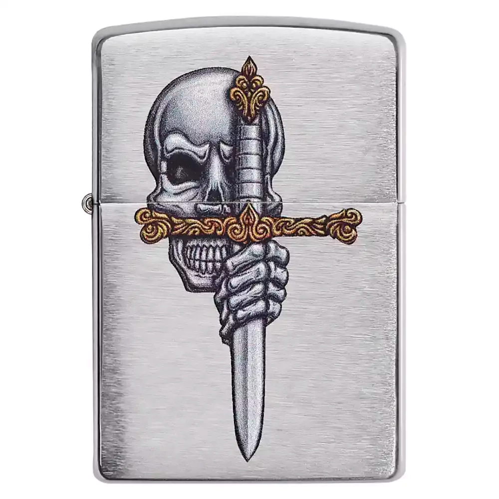 Зажигалка Zippo 49488 Sword Skull Design, Brushed Chrome