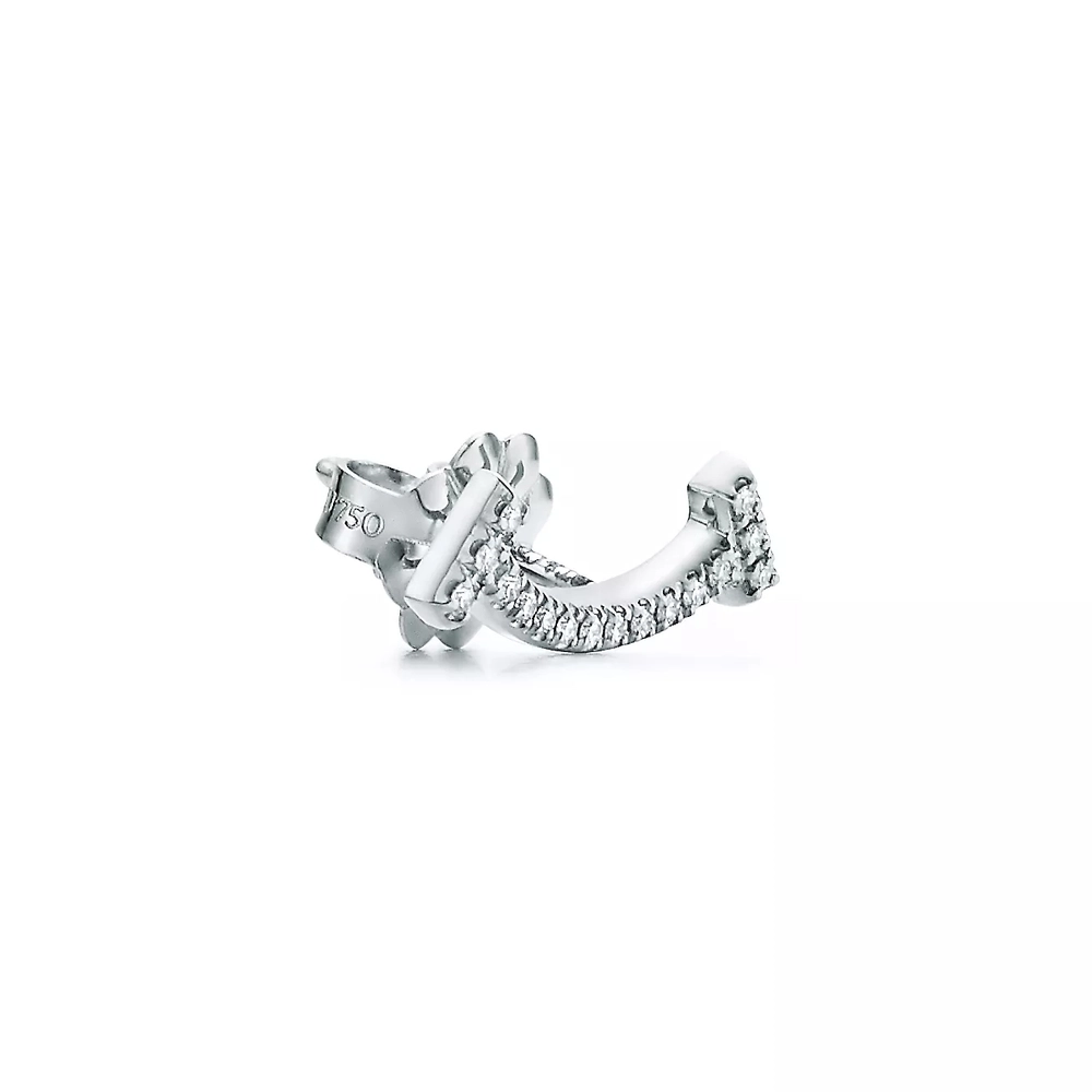 Серьги из белого золота и бриллиантов💎Tiffany, T - smile, В наличии