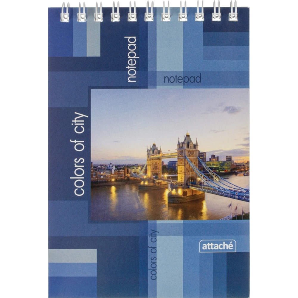 Блокнот Attache Colors of city А6 40 листов синий в клетку на спирали