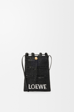 Loewe Сумка-мешок Patch Crochet на шнурке из телячьей кожи и рафии, черный