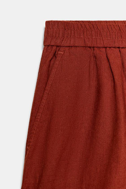 ZARA ШОРТЫ ИЗ СМЕСОВОГО ЛЬНА С ЭЛАСТИЧНЫМ ПОЯСОМ, МЕДНЫЙ
