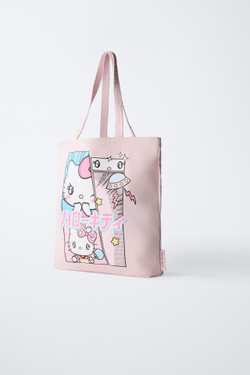 ZARA СУМКА-ШОПЕР С ПРИНТОМ HELLO KITTY © SANRIO, РОЗОВЫЙ