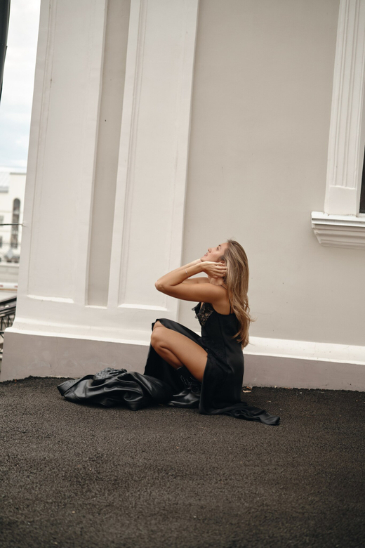 Комбине с кружевом на запах bk