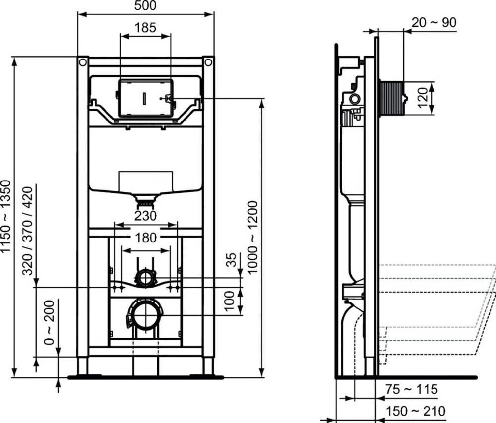 Встраиваемая инсталляция Ideal Standard PROSYS R009567