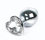 Анальная втулка с кристаллом сердце Small прозрачный 7 см