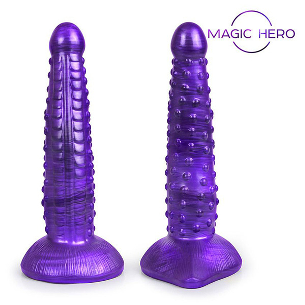 Фиолетовый фантазийный фаллоимитатор 25см с пупырышками Bior Toys Magic Hero MH-13003