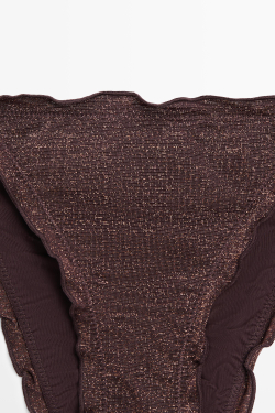 Massimo Dutti Плавки бикини с оборками и блестками, коричневый