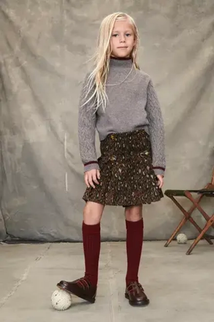 ZARA ШЕРСТЯНАЯ ЮБКА С ПРИНТОМ - LIMITED EDITION, КОРИЧНЕВЫЙ