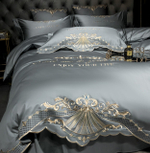 Постельное белье Сатин Гладкокрашеный Вышивка Делюкс на резинке DHCR004