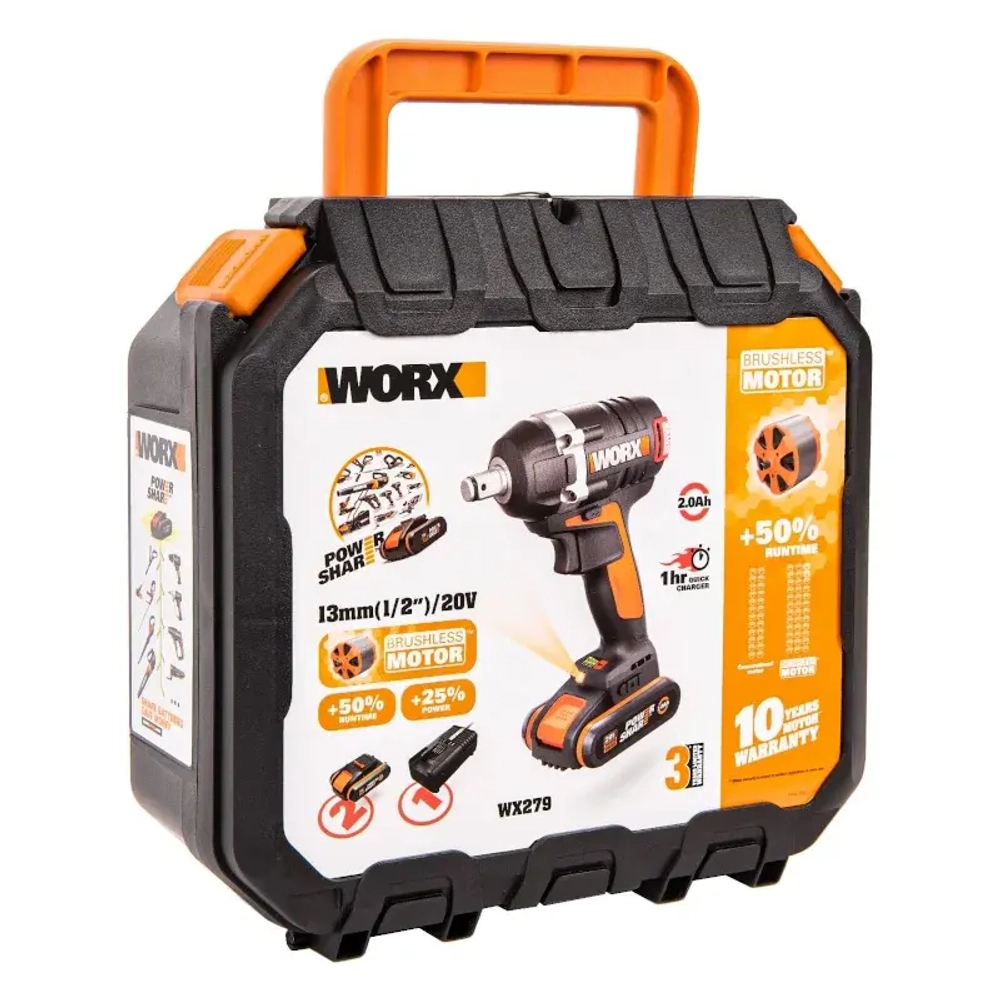 WORX WX279 аккумуляторный гайковерт (2 x 2 Ач, ЗУ)