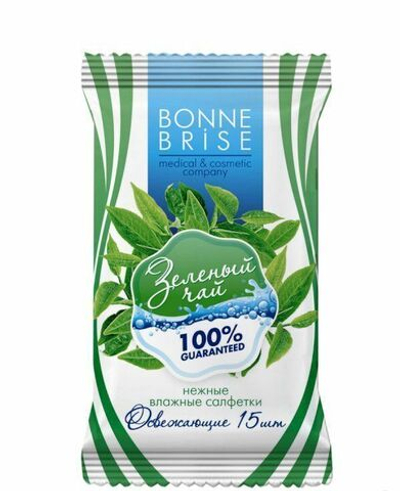 Салфетки влажные с экстрактом Зеленого чая "Bonne Brise"