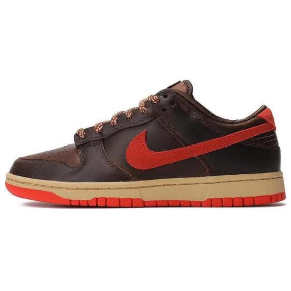 NIKE Dunk Кроссовки для скейтбординга Низкие Темно-умбровые/Апельсиновые Мужские