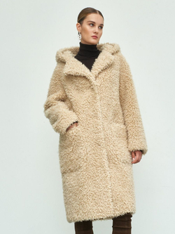 Шуба женская чебурашка тедди эко, светло-бежевая, SilverFox