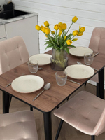 Кухонный раздвижной стол "Крафт Табачный" и 4 стула Дублин