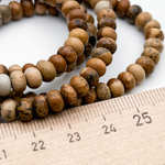 "Яшма пейзажная", размер около 6*4 мм, цена за 22-23 шт (1/4 нити)