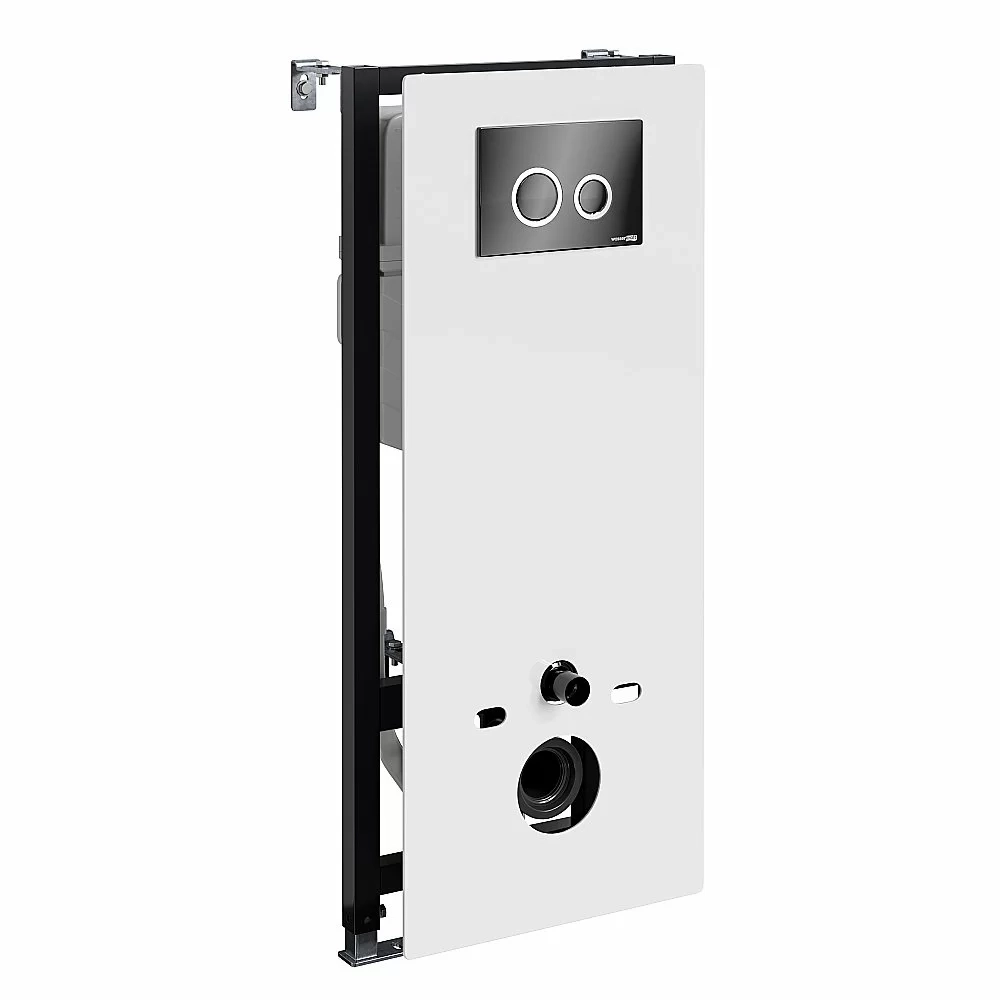 Инсталляция для унитаза WasserKraft Abens 20TLT.010.ME.WH.PB01 белая панель/кнопка черная глянцевая