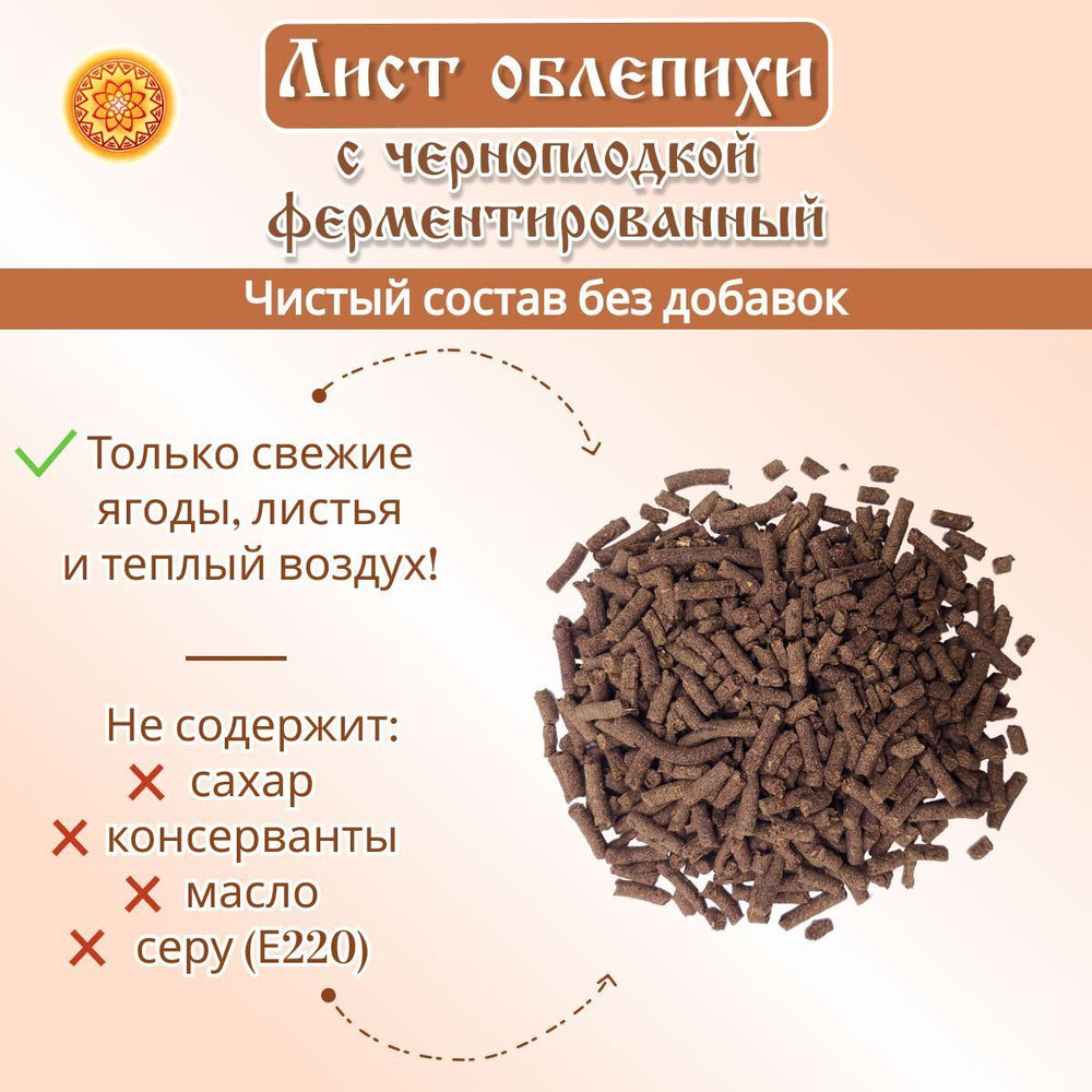 Лист облепихи с черноплодкой ферментированный.