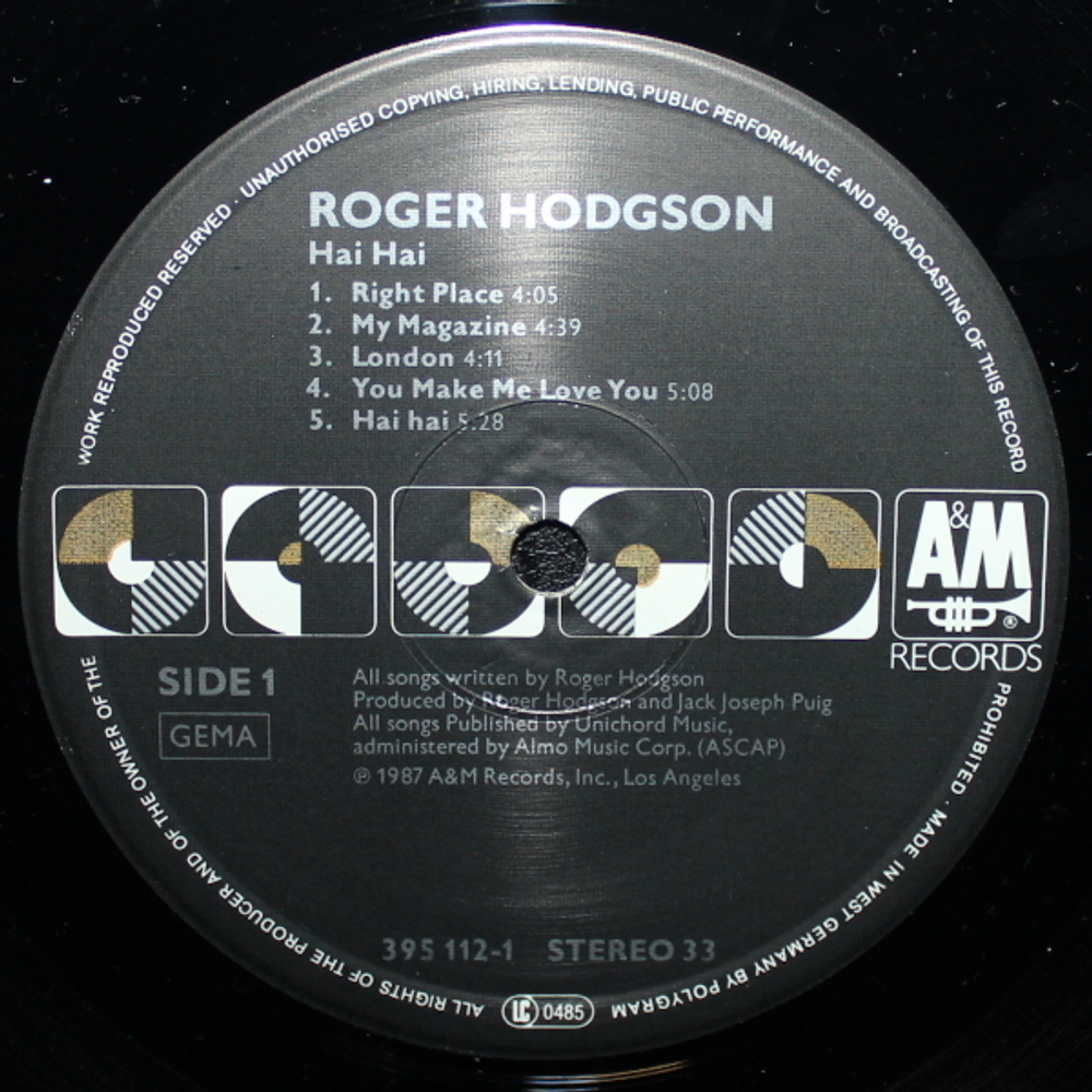 Roger Hodgson / Hai Hai (LP)