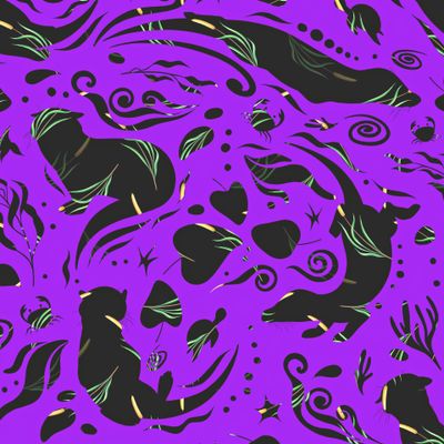 Силуэты выдр на фиолетовом