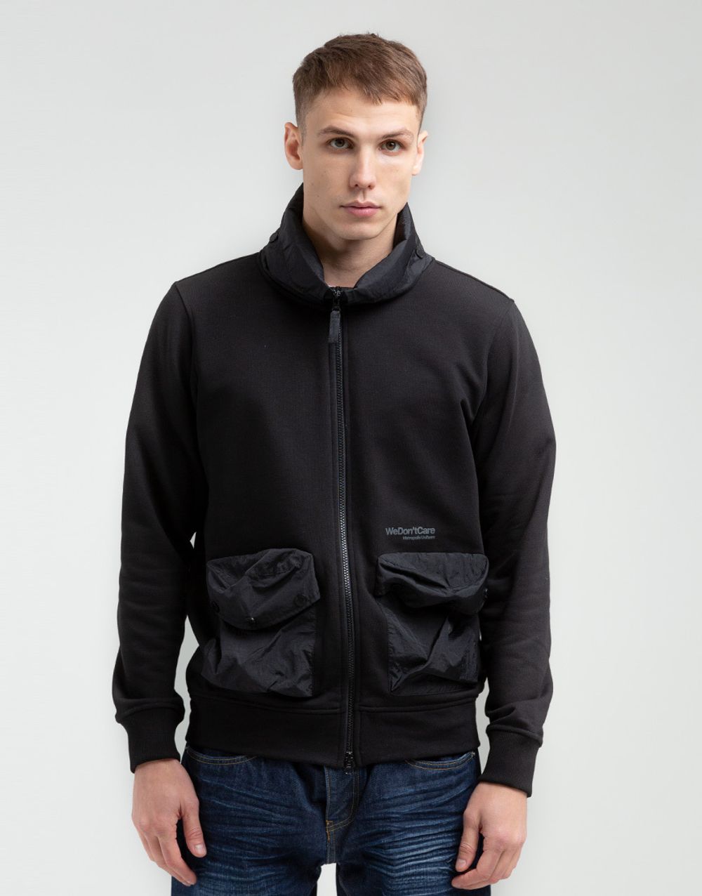 Худи We Don’t Care Rolled Up Zip Hoodie Black