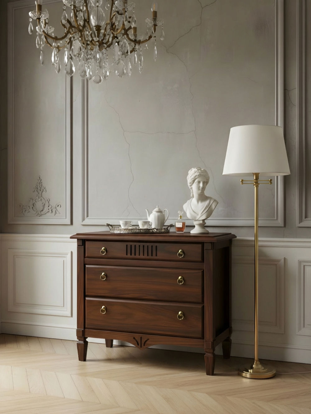 Комод 110х50х94 Джоли, с ящиками для одежды, в спальню, гостиную, прихожую, массив березы, коричневый, Makosa