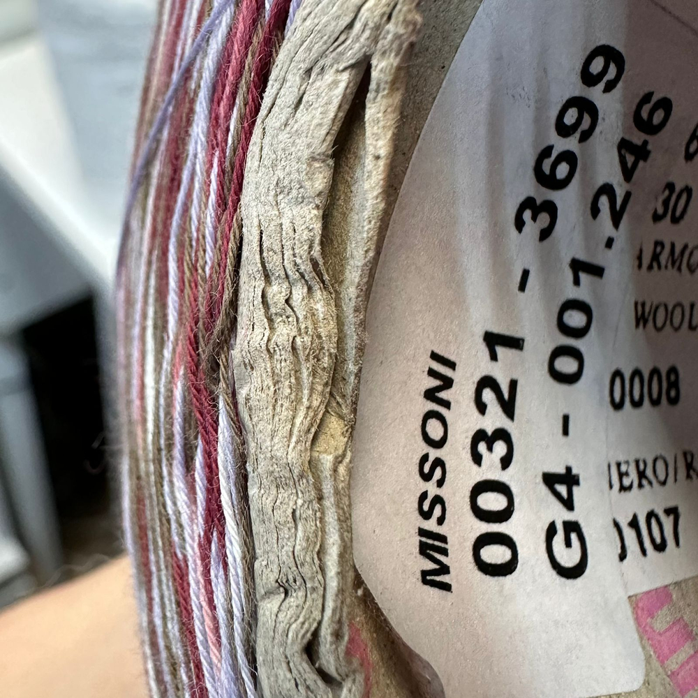 Missoni BIO COT - Stock Italy; 100% хлопок ; 1500м/100гр; цвет: сиреневый, тауп, бордовый фрагменты.