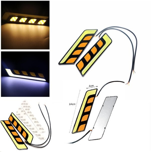 Дневные ходовые огни 12V COB, 160*33 мм, два режима (с поворотником) (к-т 2шт) (P.R.C.)