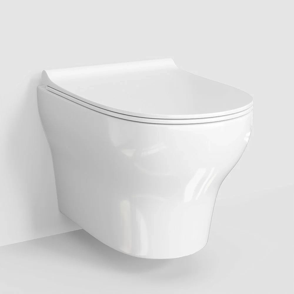 Унитаз подвесной WasserKraft Berkel H001.E034 безободковый, с крышкой микролифт, белый