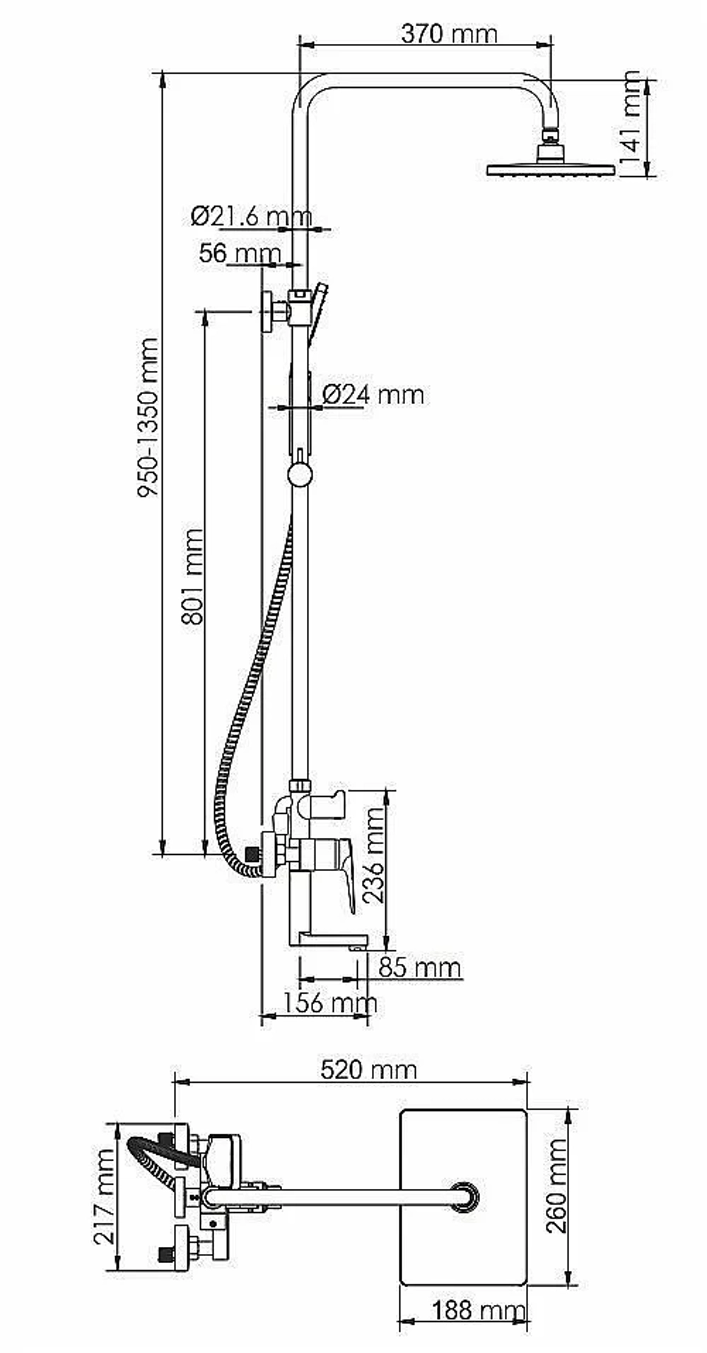 Душевая система WasserKRAFT Wiese 8400 A18401