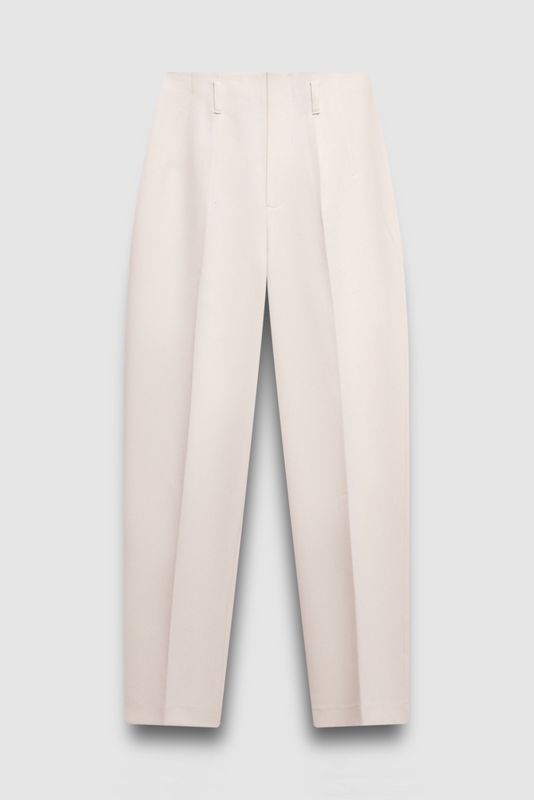 Брюки с высокой посадкой, молочный