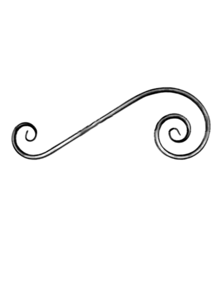 Кованый элемент вензель S волюта (192х545х1,2) мм, р-р материала Т15*15, вес 0,66 кг.