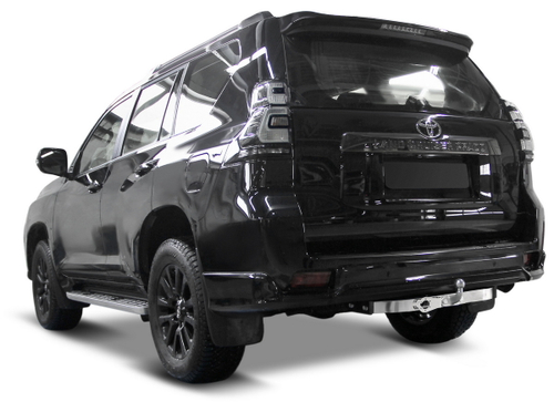 Фаркоп торцевой Berg для Toyota Land Cruiser Prado 150 рестайлинг (Black Onyx) 2020-н.в., с нерж. накладкой, шар F, 1500/75 кг, F.5714.005